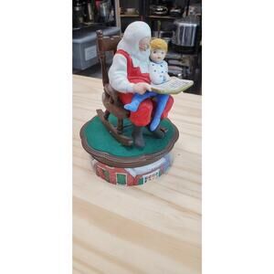 Vtg Jesco Musical & Movement Music Box Santa Reading Book Child **WORKS**